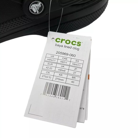 Crocs Men\'s Baya Lined Clog Size 9 Black Slip-on Faux Fur Fuzzy Warm Comfortable main image 11